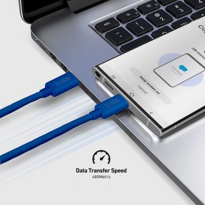 7. SBS TECABLETISSUETCCB USB-C - USB-C 1.5m 60W braided cable - blue