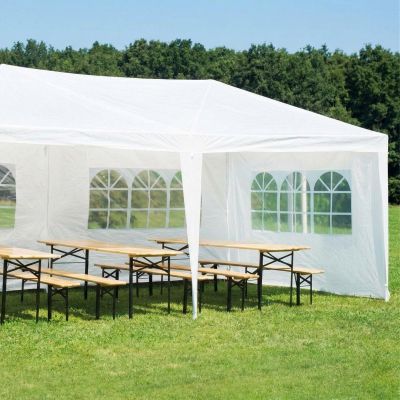 31. GARDEN PAVILION CATERING TENT PE 6x3M + 6 WALLS WHITE