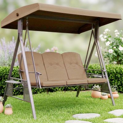 17. GARDEN AND BALCONY PATIO SWING 3 SEATS BROWN