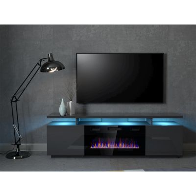 5. EVA TV cabinet with electric fireplace 180x40x52 graphite/glossy graphite