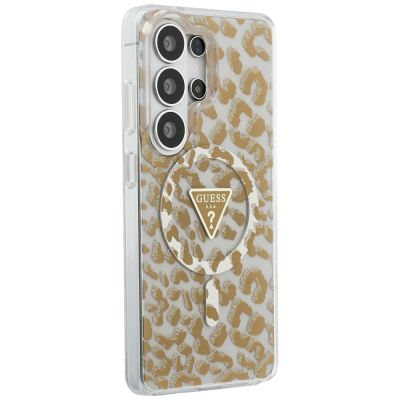 4. Guess IML Leopard Print Triangle MagSafe Case for Samsung Galaxy S26 Ultra - Brown