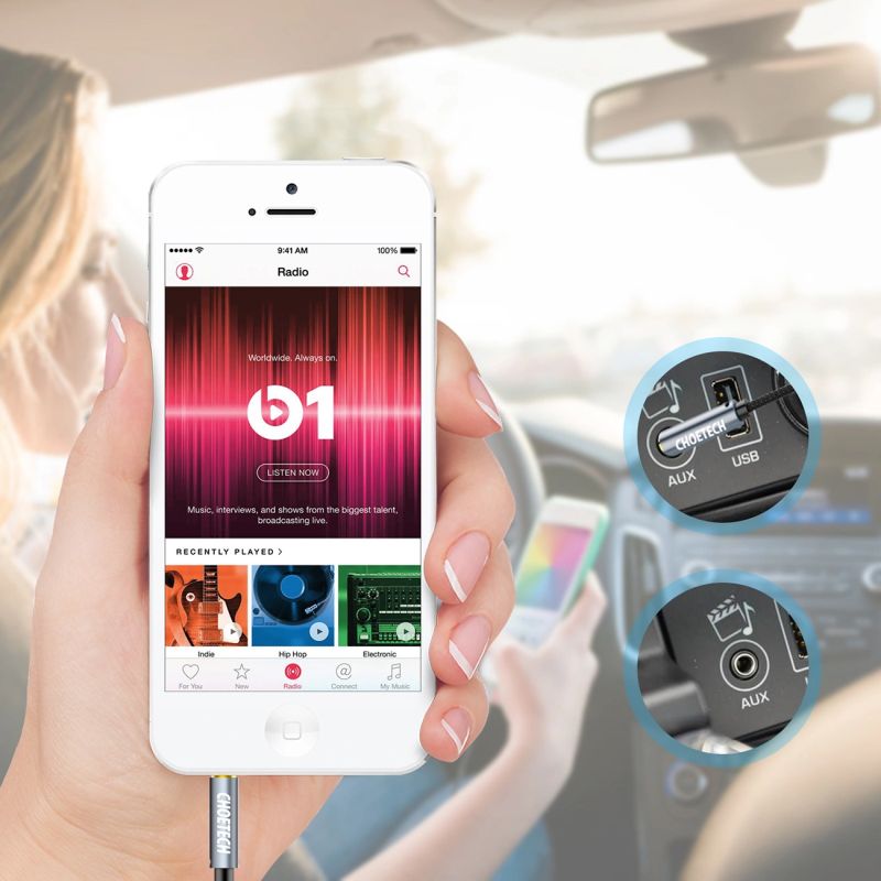 7. Choetech AUX002 cable mini jack 3.5mm (male) / mini jack 3.5mm (male) 1.2m - black