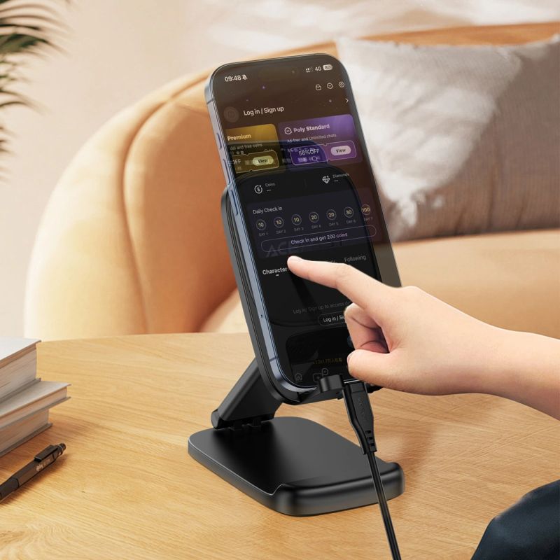 6. Acefast E45 Foldable Adjustable Desk Phone Stand - Black