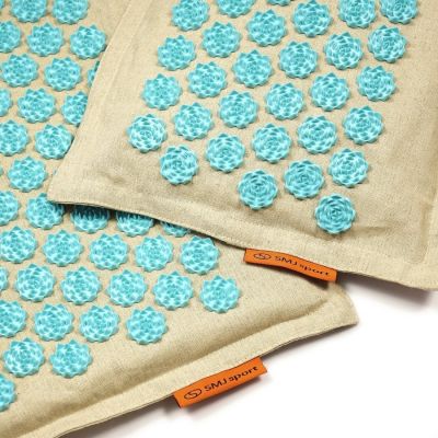 19. Acupressure mat + pillow SMJ sport YG009 Premium Eco (linen coconut buckwheat)