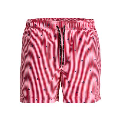 Jack&Jones men's JWHARUBA SWIM PRINTS SHORTS 12206537 TRUE RED STRIPES