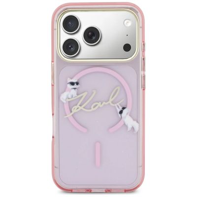 3. Karl Lagerfeld IML Choupettes Karl Script Logo MagSafe Case for iPhone 17 Pro - Pink