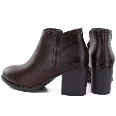 5. Burgundy Leather Heeled Ankle Boots M.Daszyński OL60-1