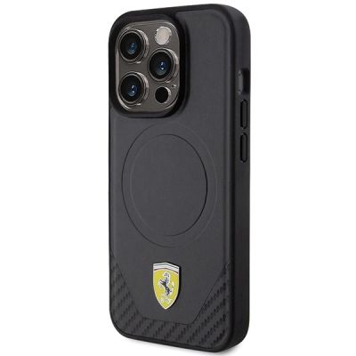 2. Ferrari Carbon Metal Logo MagSafe case for iPhone 15 Pro - black