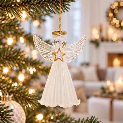 5. Angel-Shaped Glass Bauble 14 cm – Saska Gift & Decor