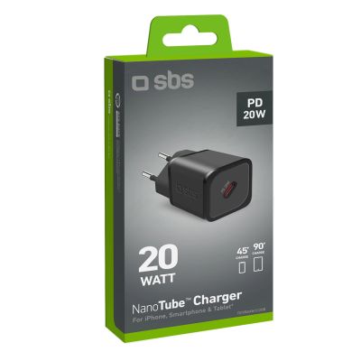 2. SBS TETRGAN1C20K 20W GaN USB-C Wall Charger with Power Delivery - Black