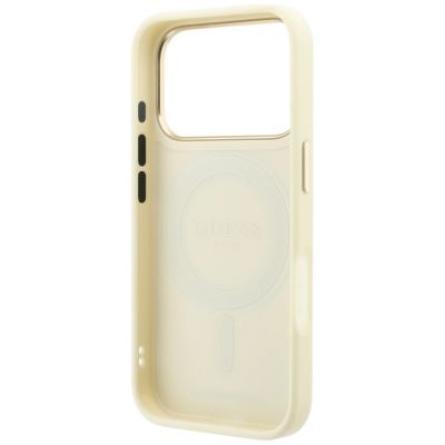 7. Guess Ring Stand 360 Grained Classic Logo MagSafe Case for iPhone 18 Pro / 17 Pro - Beige