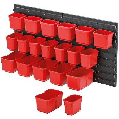 8. WORKSHOP BOARD WITH A SET OF 20 CONTAINERS ORDERLINE KISTENBERG