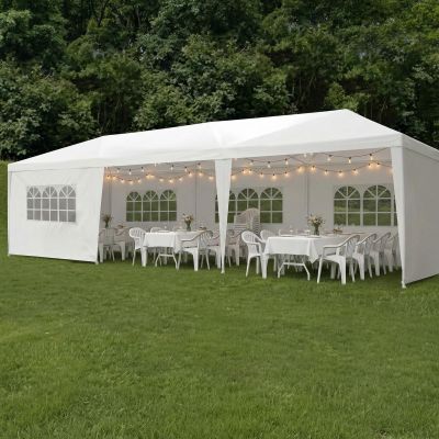 11. GARDEN PAVILION CATERING TENT PE 9x3M + 8 WALLS WHITE