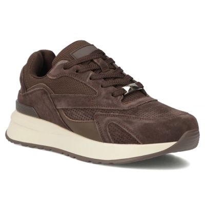 Leather sneakers suede brown shoes Filippo DP7728/26