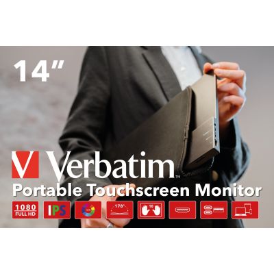 7. Verbatim 49591 Computer Monitor 35.6 cm (14") 1920 x 1080 pixels Full HD LCD Touchscreen Black