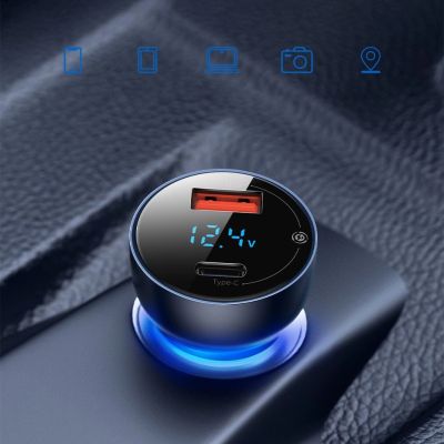 12. Baseus USB / USB Type C car charger 65 W 5 A SCP Quick Charge 4.0+ Power Delivery 3.0 LCD screen gray (CCKX-C0G)