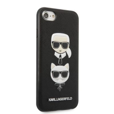 4. Karl Lagerfeld KLHCI8SAKICKCBK iPhone 7/8 / SE 2020 / SE 2022 black/black hardcase Saffiano Karl&Choupette Head