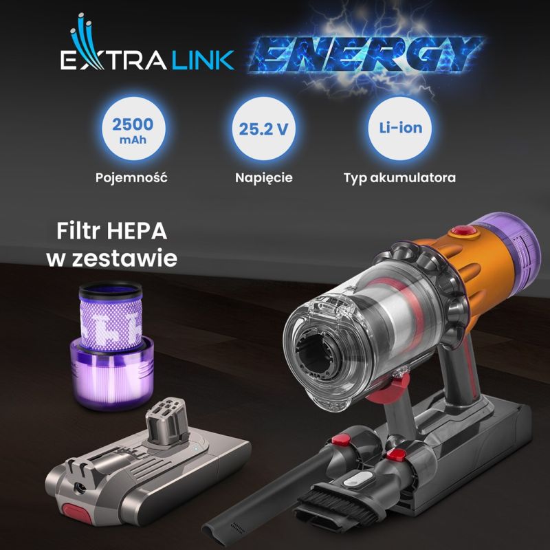13. Extralink | Filter + battery replacement, battery for Dyson V12 vacuum cleaner | 25.2V 2500mAh