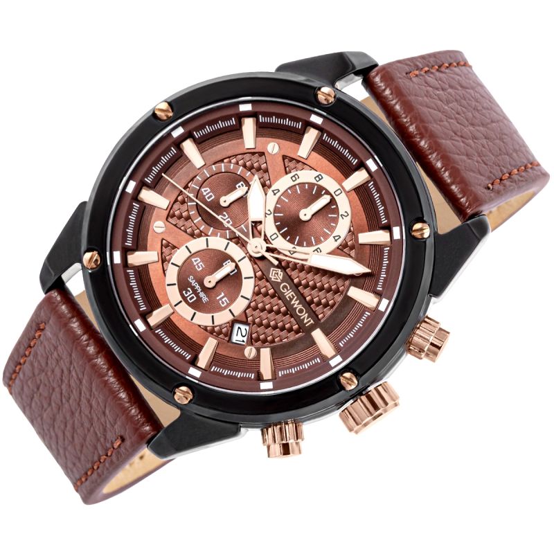3. Men's Watch Giewont Chronograph Sapphire Black Brown GW8810-A3