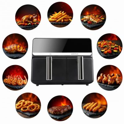 7. ELDOM FAT-FREE FRYER FR200 9 L, 2200W, TWO INDEPENDENT DRAWERS, 8 PROGRAMS, LED DISPLAY, TEMP. 80°C–200°C
