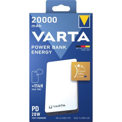 8. Varta Energy 20000 Lithium Polymer (LiPo) 20000 mAh Black, White