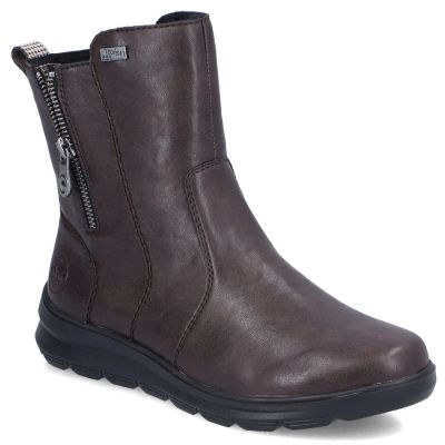 8. Rieker Z0074-25 comfortable brown waterproof women's ankle boots
