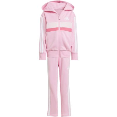 2. adidas Seasonal Essentials Tiberio 3-Stripes Fleece Tracksuit for Kids Pink JI6206