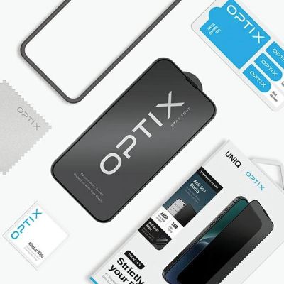 5. Uniq Optix Privacy Tempered Glass Privacy for iPhone 15 Plus / 14 Pro Max with Applicator