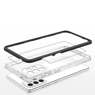 5. Clear 3in1 Case for Samsung Galaxy A73 Frame Cover Gel Black