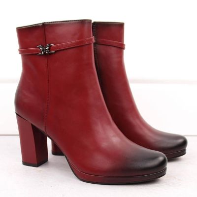 13. Women’s Red Insulated Block-Heel Ankle Boots M.Daszyński AF125-22