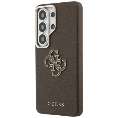 2. Guess Grained Big 4G Metal Logo Case for Samsung Galaxy S26 Ultra - Brown