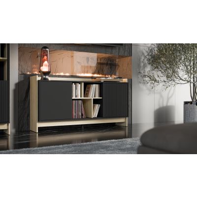 3. PORTO 2D chest of drawers 150x38x77 oak/black