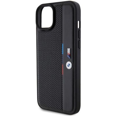 6. BMW Perforated Tricolor Line case for iPhone 15 Plus / 14 Plus - black