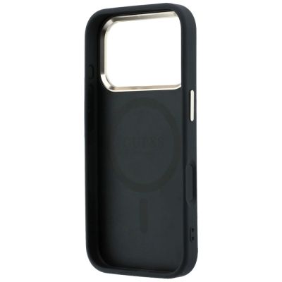 7. Guess Saffiano Small 4G & Classic Logo MagSafe Case for iPhone 17 Pro Max / 18 Pro Max - Black