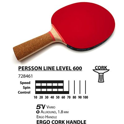 4. TABLE TENNIS RACKET COVER 3 BALLS SET PERSSON 600 DONIC