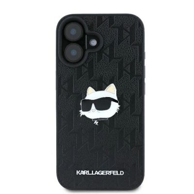 3. Karl Lagerfeld Monogram Choupette Head Pin iPhone 16 Case - Black