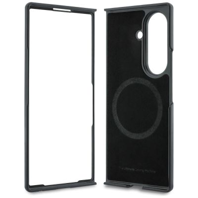 6. BMW M Leather Perforated Tricolor Stripe Metal Logos MagSafe Case for Samsung Galaxy Z Fold 8 Ultra - Black