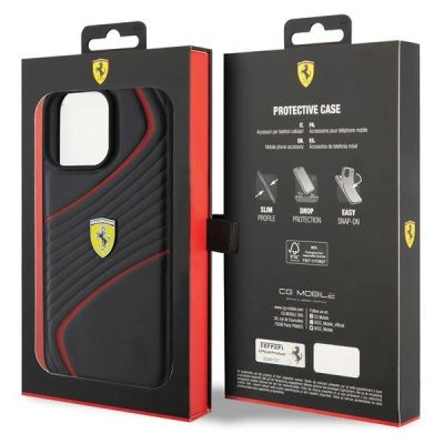 8. Ferrari Twist Metal Logo Case for iPhone 15 Pro Max - Black