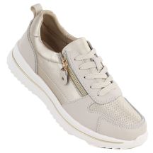 Women's leather low shoes in beige and gold eVento 9784