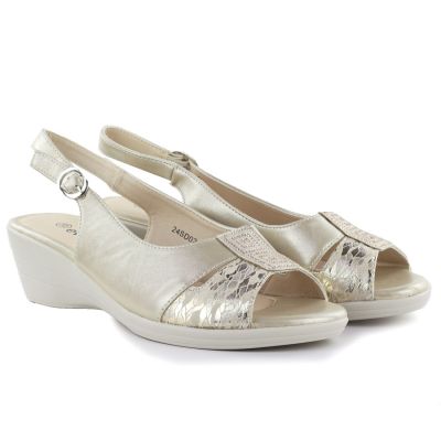 3. Women's gold wedge sandals eVento 7028