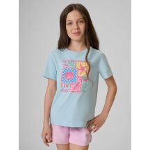 Girls' regular printed T-shirt 4F 4FJRSS26TTSHF4418-33S