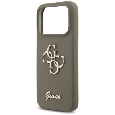 6. Guess Silicone Big 4G Script Case for iPhone 17 Pro - Brown