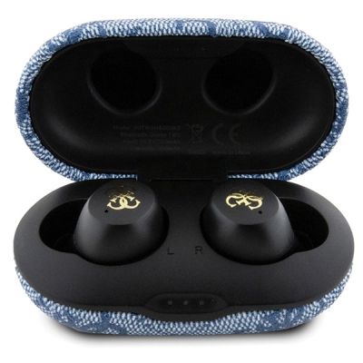 4. TWS Guess 4G Metal Bluetooth headphones with ENC docking station - blue