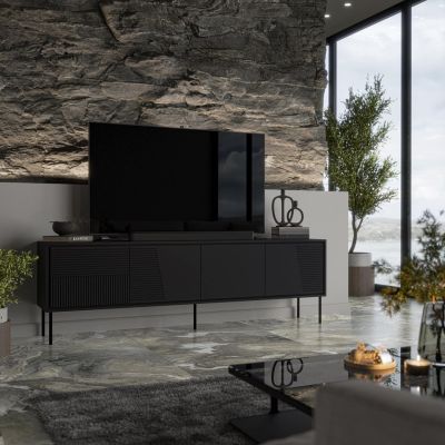 3. TV cabinet ABI 4D 200x38x62 black matt