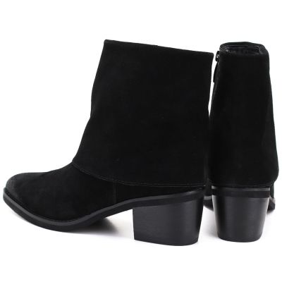 5. Women's leather cowboy boots with rolled-up upper, black Potocki JE19497