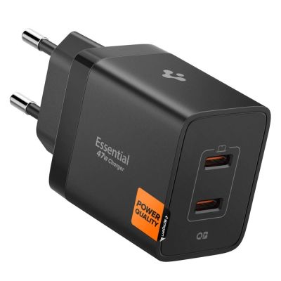 Spigen Essential EE472EU 2-port USC-C 47W wall charger - black