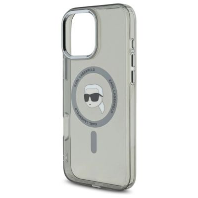 6. Karl Lagerfeld IML Metal Karl Head MagSafe iPhone 16 Pro Case - Black