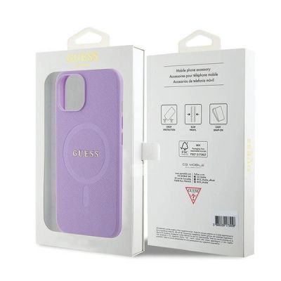 8. Guess Saffiano MagSafe case for iPhone 15 Plus - purple