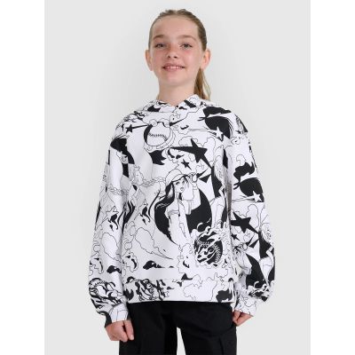 Girls' sweatshirt with hood, open, 4F 4FJRAW25TSWSF2348-90A