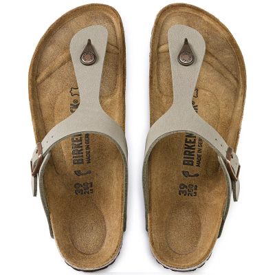 15. Birkenstock Gizeh Birko-Flor Nubuck Stone Regular Men's Flip-Flops Wide Gray (43391)